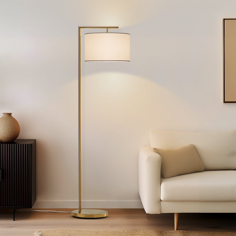 Brightech Montage Modern 60 in. Mid Century Modern LED Floor Lamp with Fabric Drum Shade Reviews Wayfair